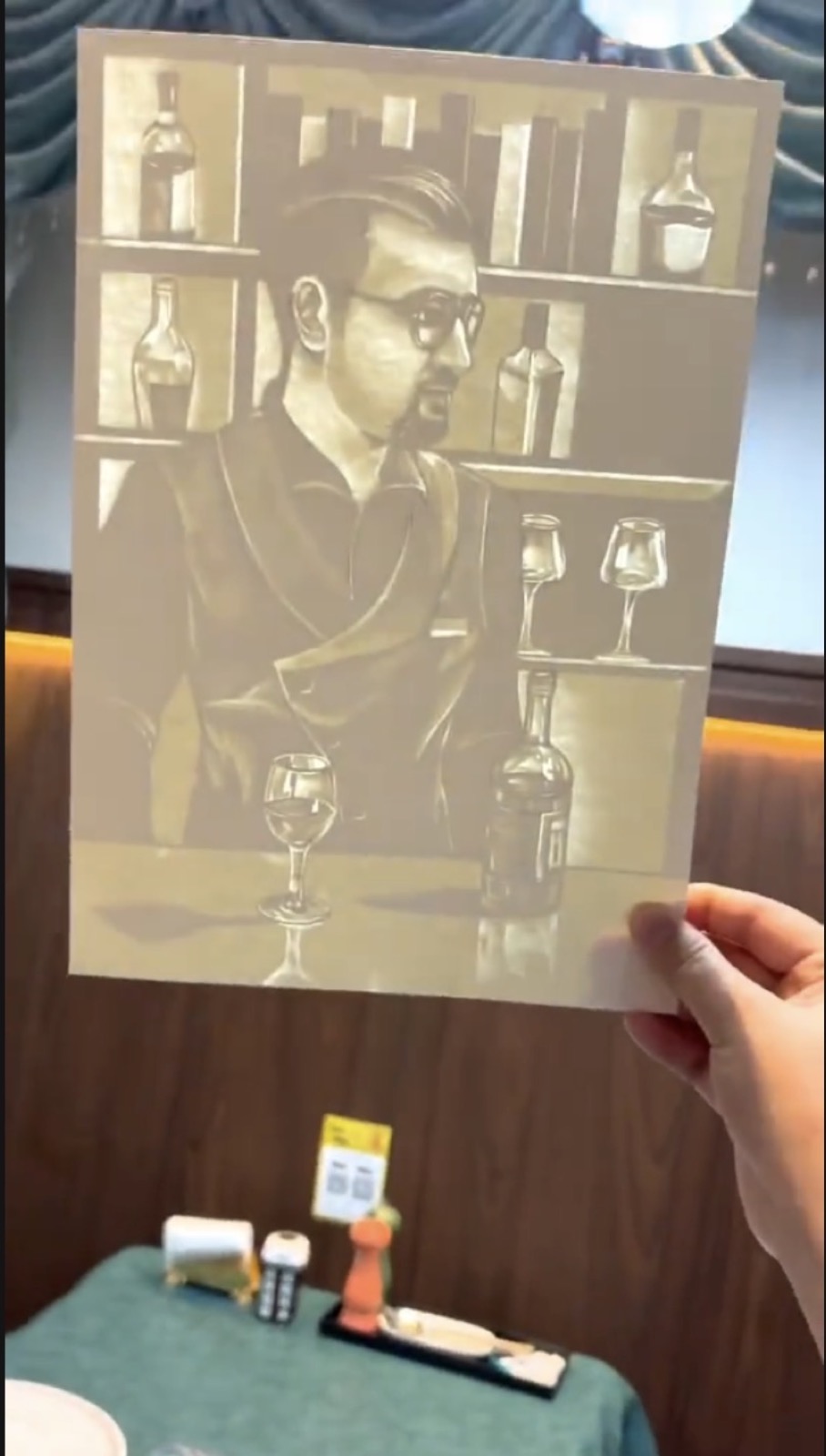 A paper-only portrait before illumination